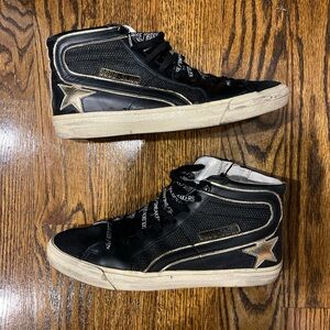 Golden Goose Black and Gold High-Top Sneakers